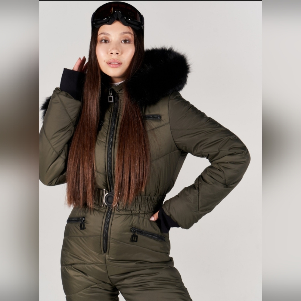 NBW Women Ski Suit, Dark Olive Green 1X (10-12).